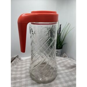 Pitcher Swirled Glass Orange Lid 1970's Anchor Hocking TANG  36 oz. Vintage